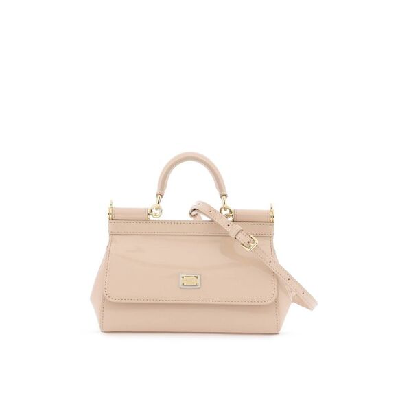 Sicily Small Beige Leather Handbag with Gold-Tone Hardware and Removable Strap - Picture 2 of 4